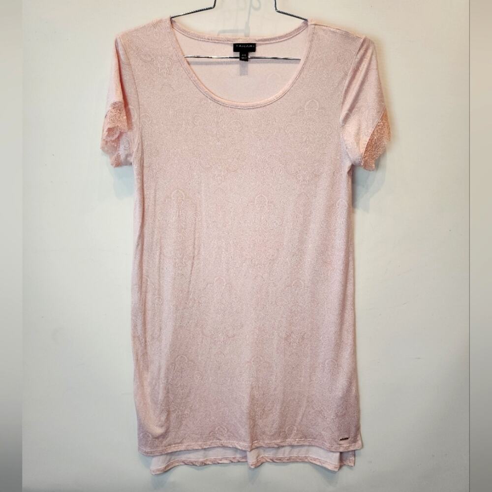 Tahari Pink Lace Paisley Print‎ Soft Night Gown Pajamas Size M